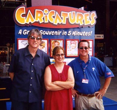 THE STARTING LINEUP Here I am with the Phillies shop owner Bruce Blitz and artist Emily "E-maily" Anthony