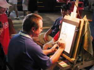 Drawing at a Phillies night game.